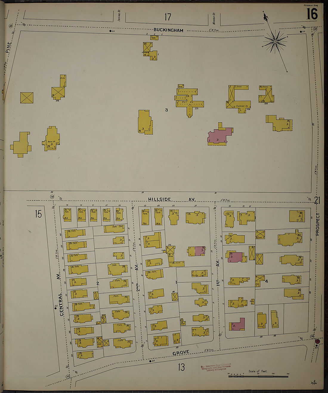 This old map of Waterbury, New Haven County, Connecticut was created by Sanborn Map Company in 1901