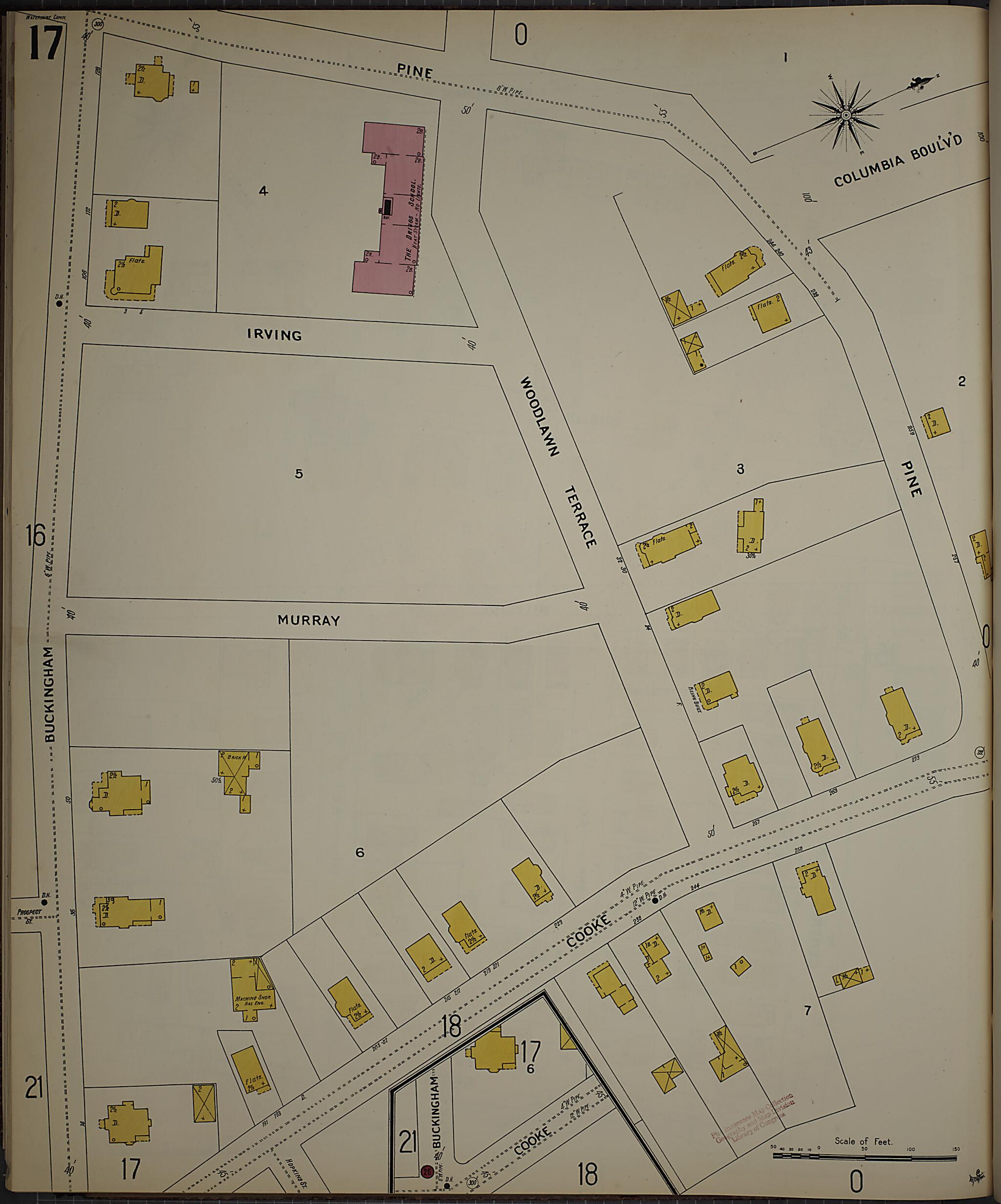This old map of Waterbury, New Haven County, Connecticut was created by Sanborn Map Company in 1901