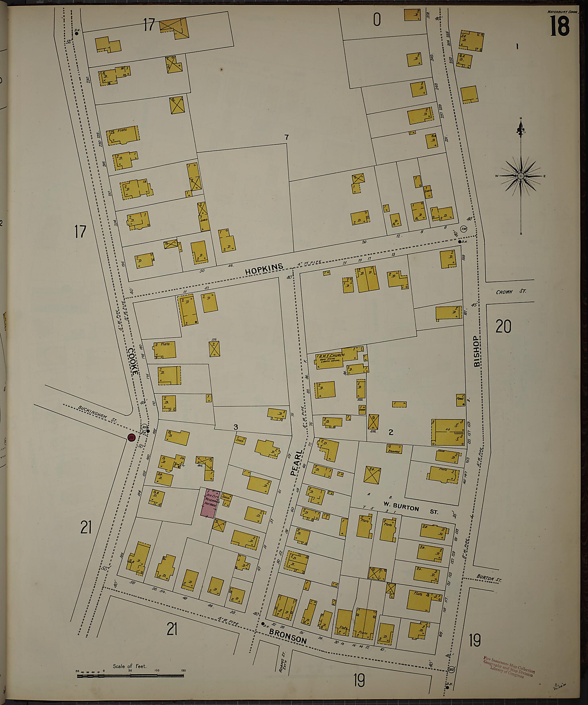 This old map of Waterbury, New Haven County, Connecticut was created by Sanborn Map Company in 1901