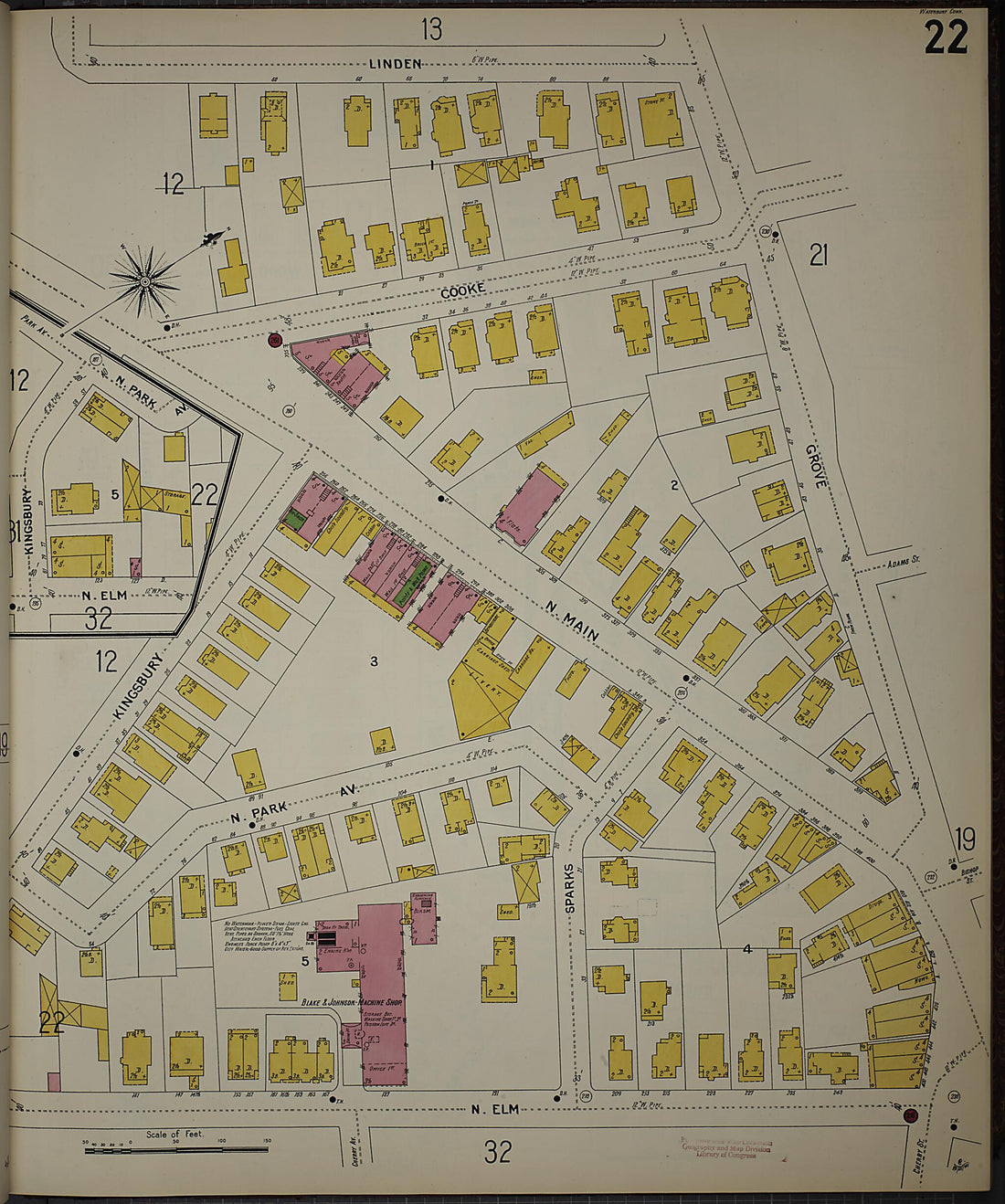 This old map of Waterbury, New Haven County, Connecticut was created by Sanborn Map Company in 1901