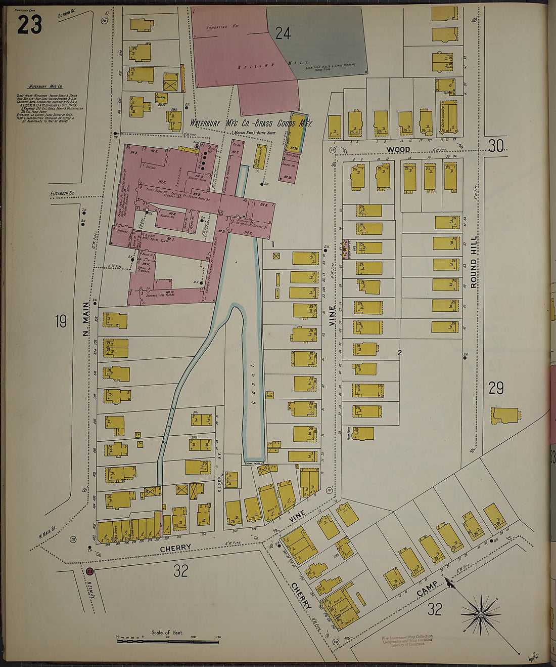 This old map of Waterbury, New Haven County, Connecticut was created by Sanborn Map Company in 1901