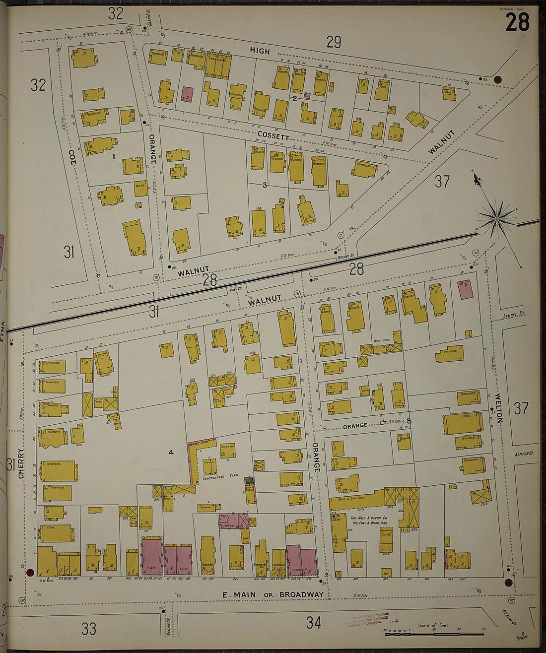 This old map of Waterbury, New Haven County, Connecticut was created by Sanborn Map Company in 1901