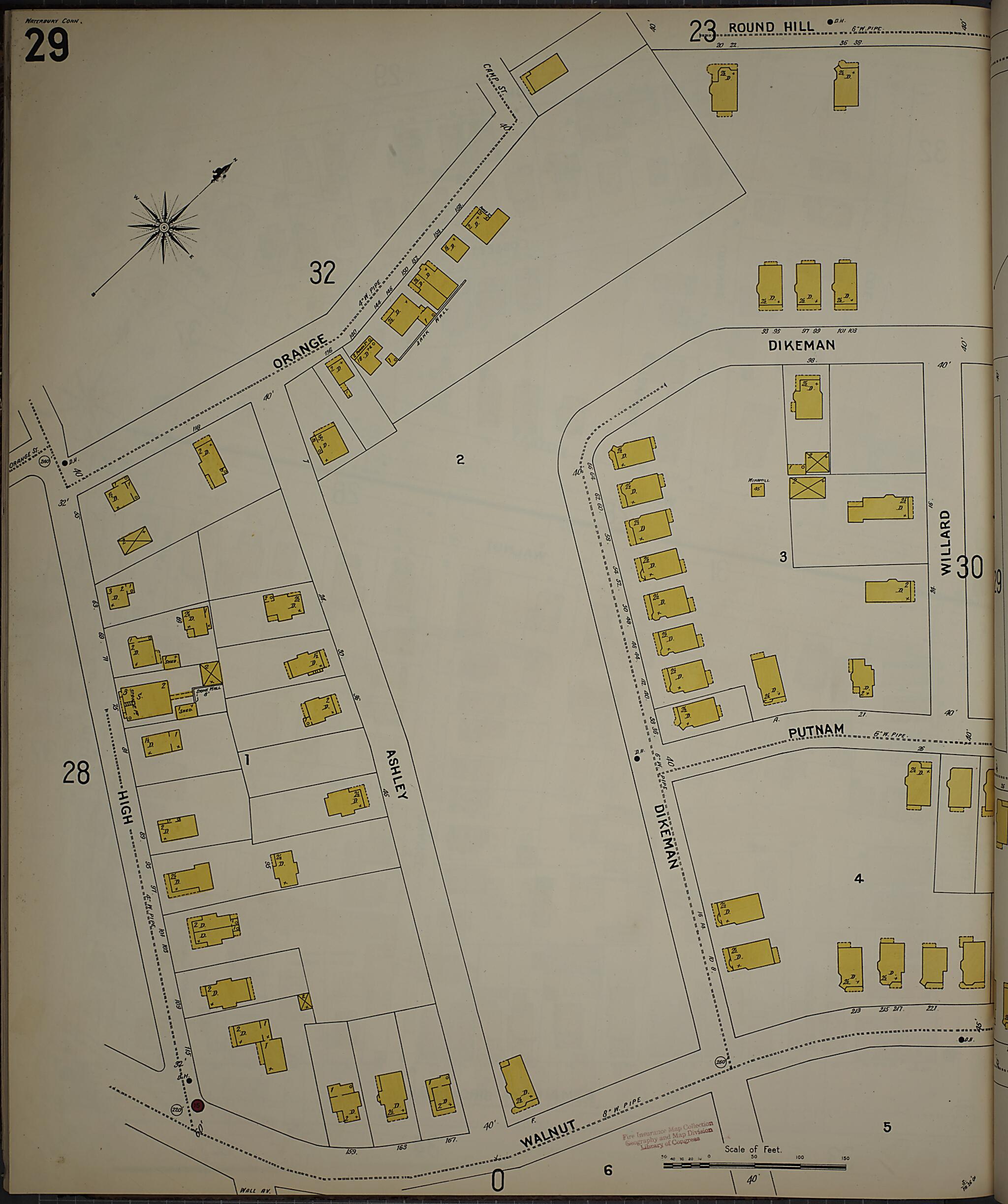This old map of Waterbury, New Haven County, Connecticut was created by Sanborn Map Company in 1901