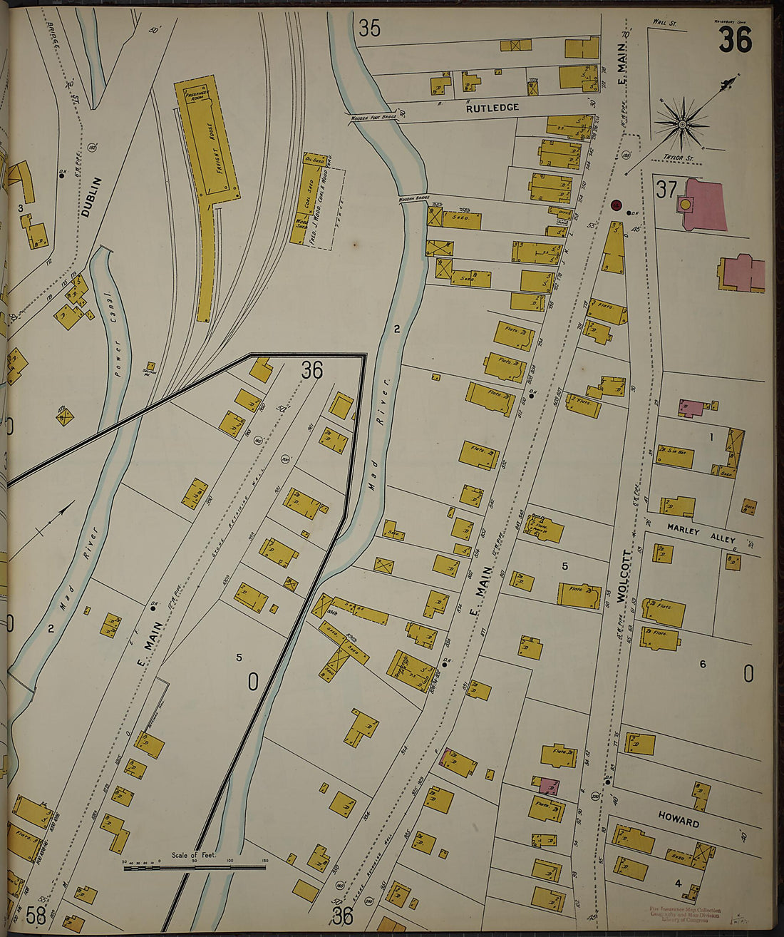 This old map of Waterbury, New Haven County, Connecticut was created by Sanborn Map Company in 1901