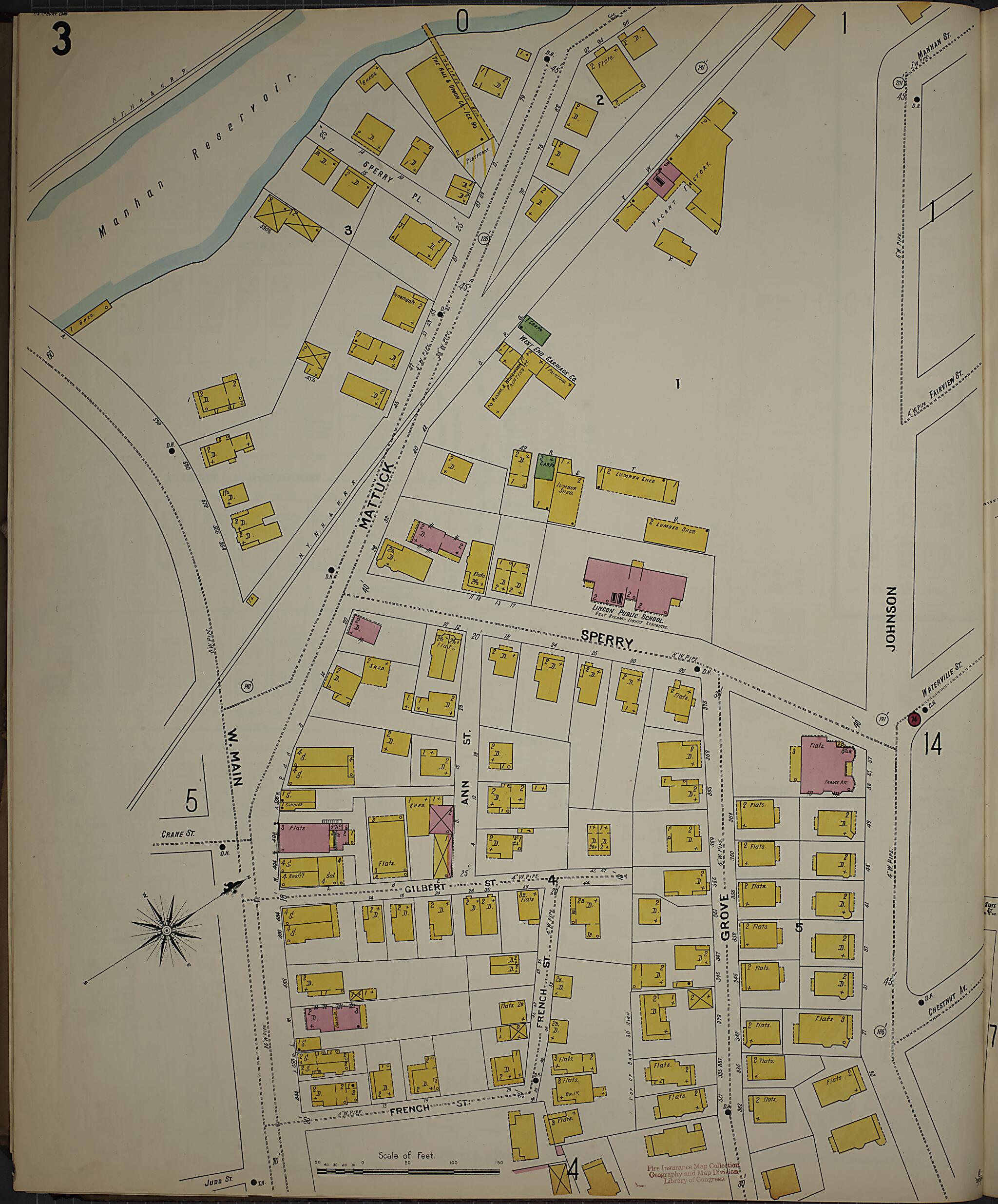 This old map of Waterbury, New Haven County, Connecticut was created by Sanborn Map Company in 1901