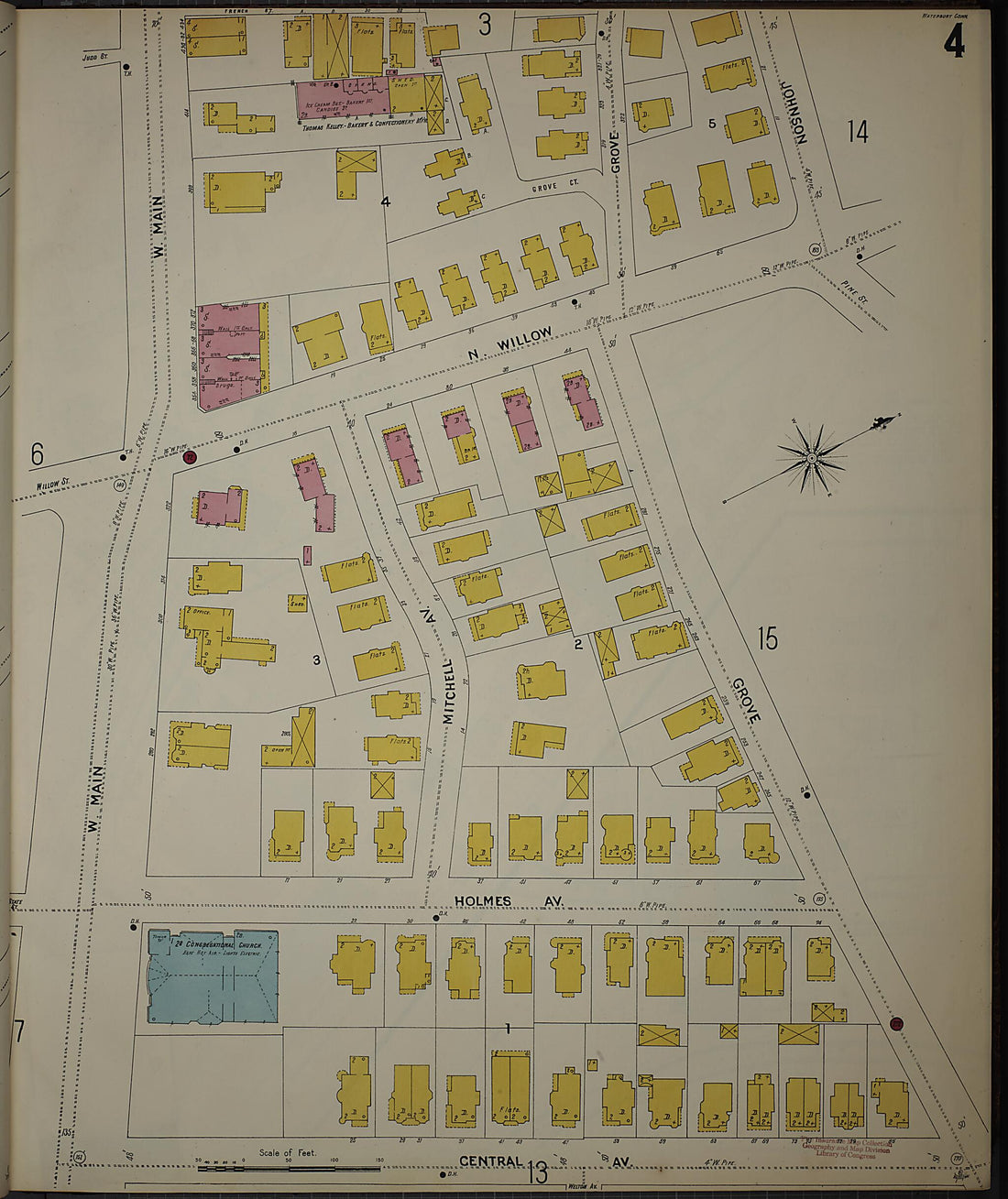 This old map of Waterbury, New Haven County, Connecticut was created by Sanborn Map Company in 1901