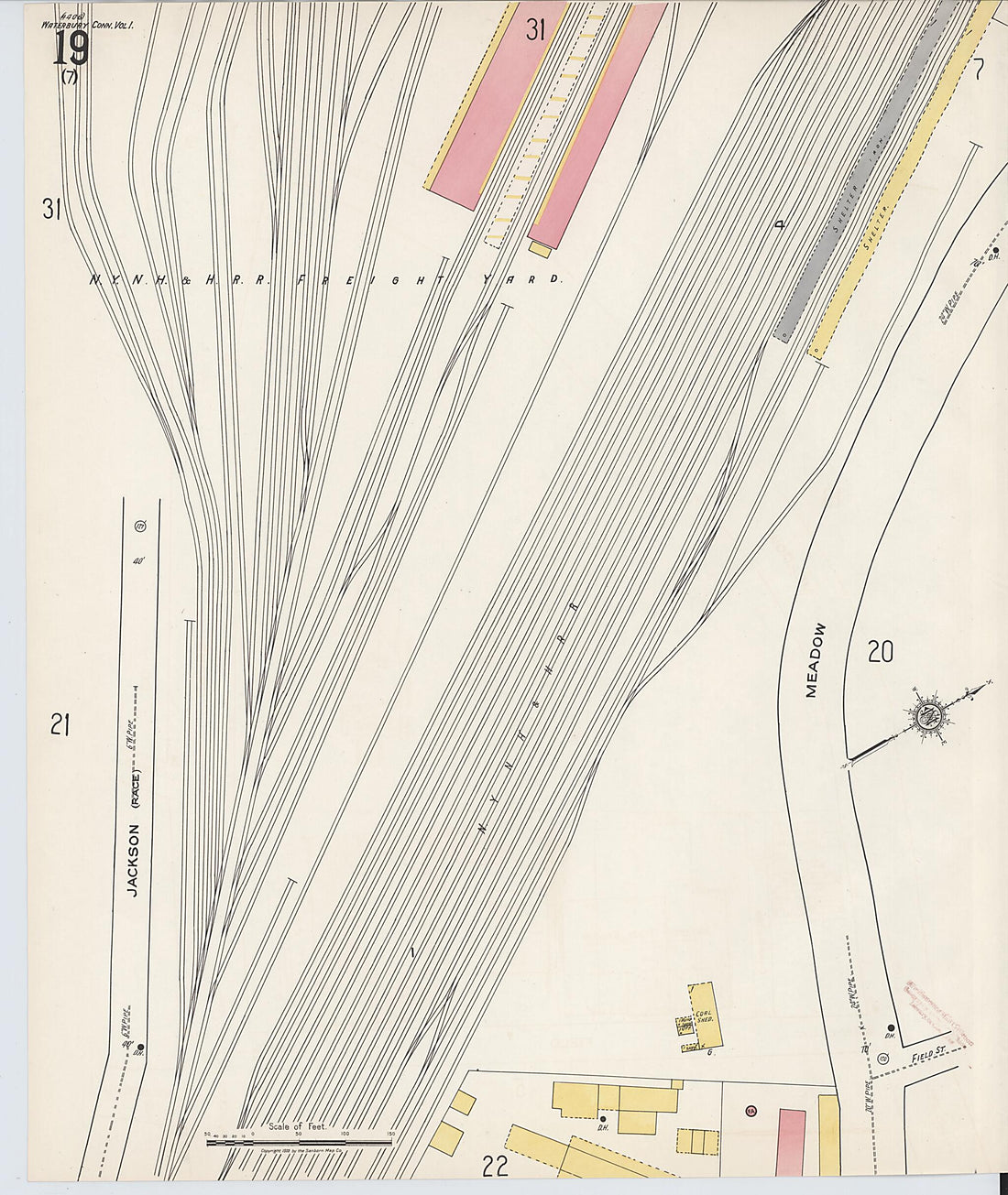 This old map of Waterbury, New Haven County, Connecticut was created by Sanborn Map Company in 1922
