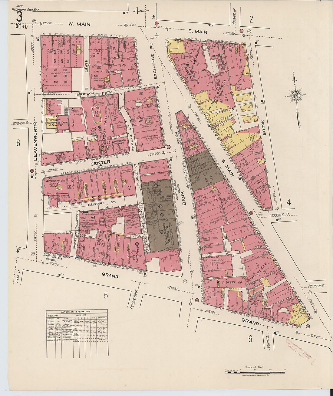 This old map of Waterbury, New Haven County, Connecticut was created by Sanborn Map Company in 1922