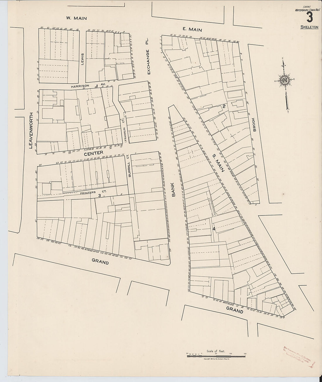 This old map of Waterbury, New Haven County, Connecticut was created by Sanborn Map Company in 1922