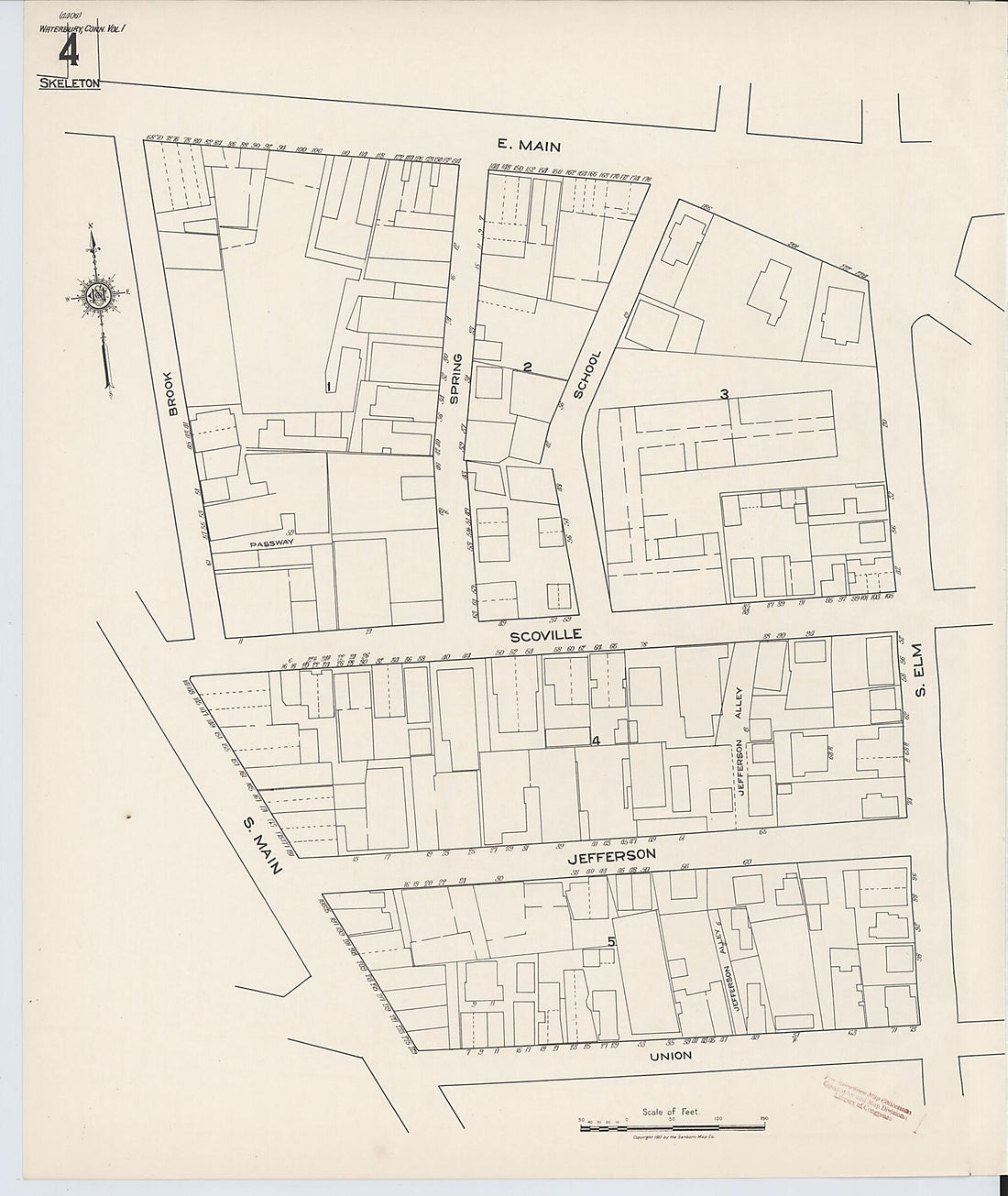 This old map of Waterbury, New Haven County, Connecticut was created by Sanborn Map Company in 1922