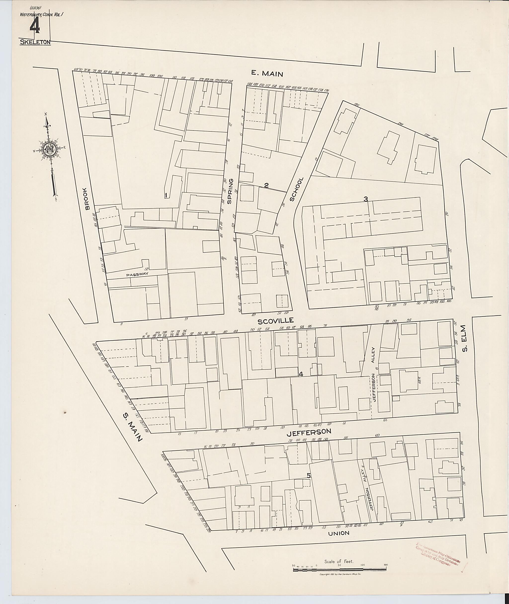 This old map of Waterbury, New Haven County, Connecticut was created by Sanborn Map Company in 1922