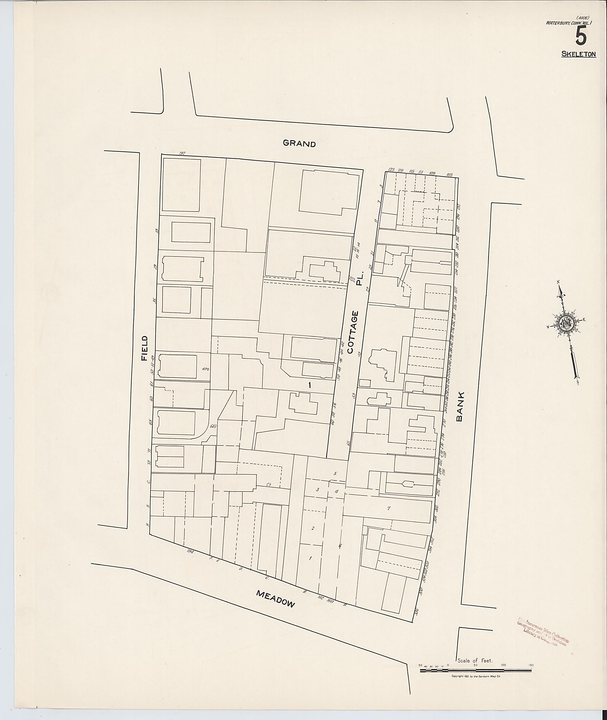This old map of Waterbury, New Haven County, Connecticut was created by Sanborn Map Company in 1922