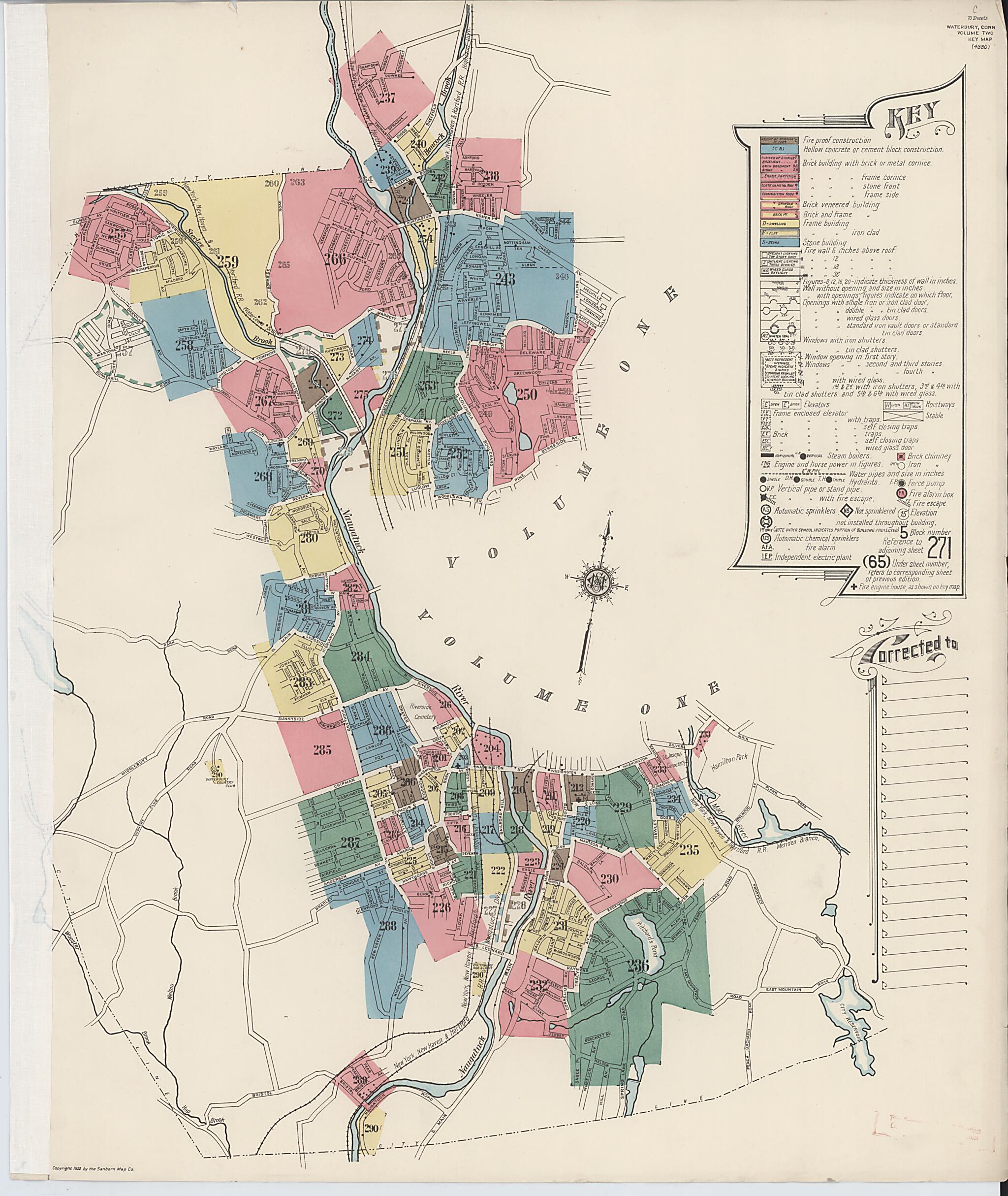 Waterbury, New Haven County, Connecticut 1922 (Sheet 1) by Relic Map Company
