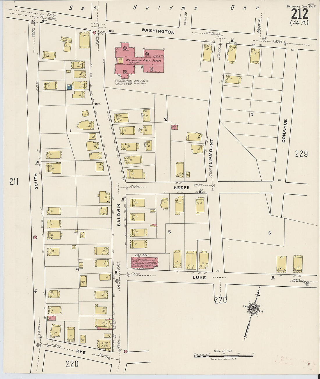 This old map of Waterbury, New Haven County, Connecticut was created by Sanborn Map Company in 1922