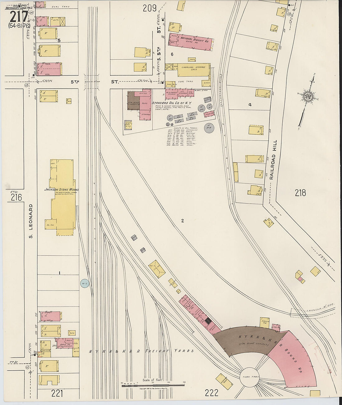 This old map of Waterbury, New Haven County, Connecticut was created by Sanborn Map Company in 1922