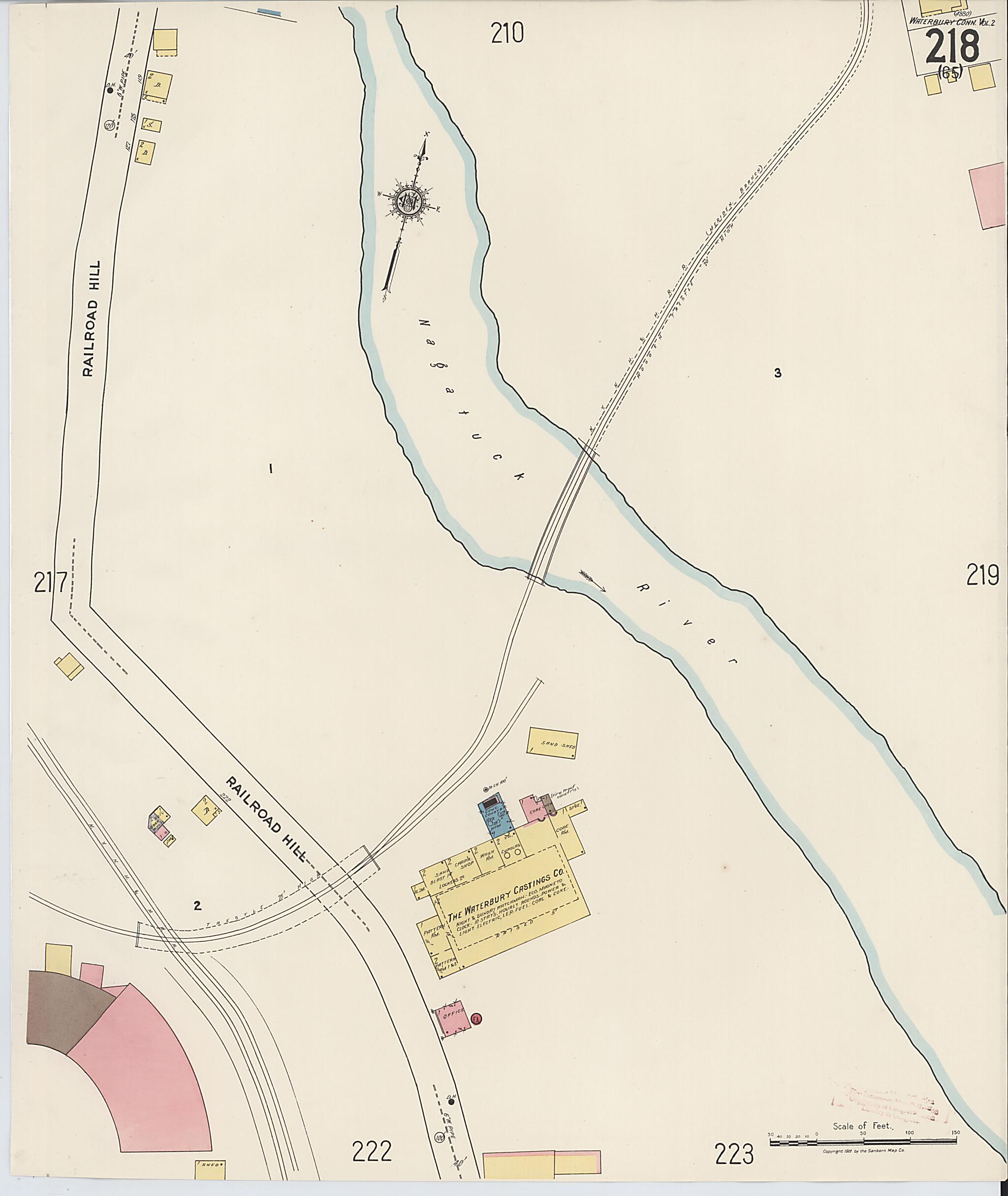 This old map of Waterbury, New Haven County, Connecticut was created by Sanborn Map Company in 1922