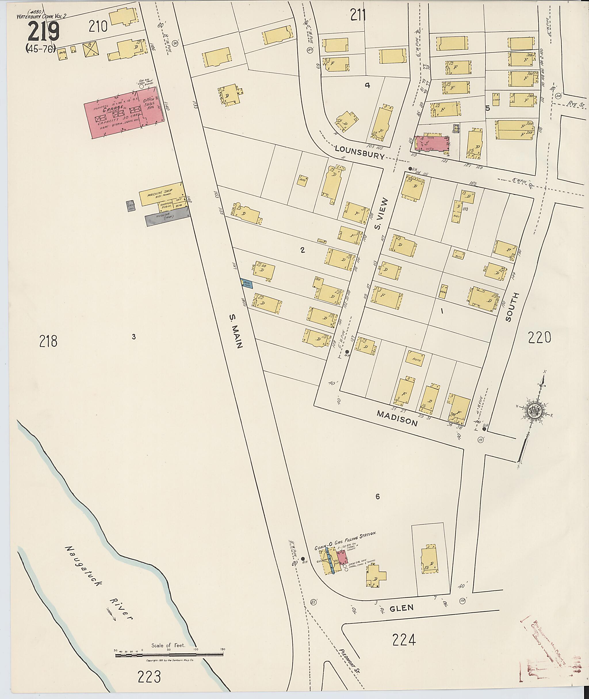 This old map of Waterbury, New Haven County, Connecticut was created by Sanborn Map Company in 1922