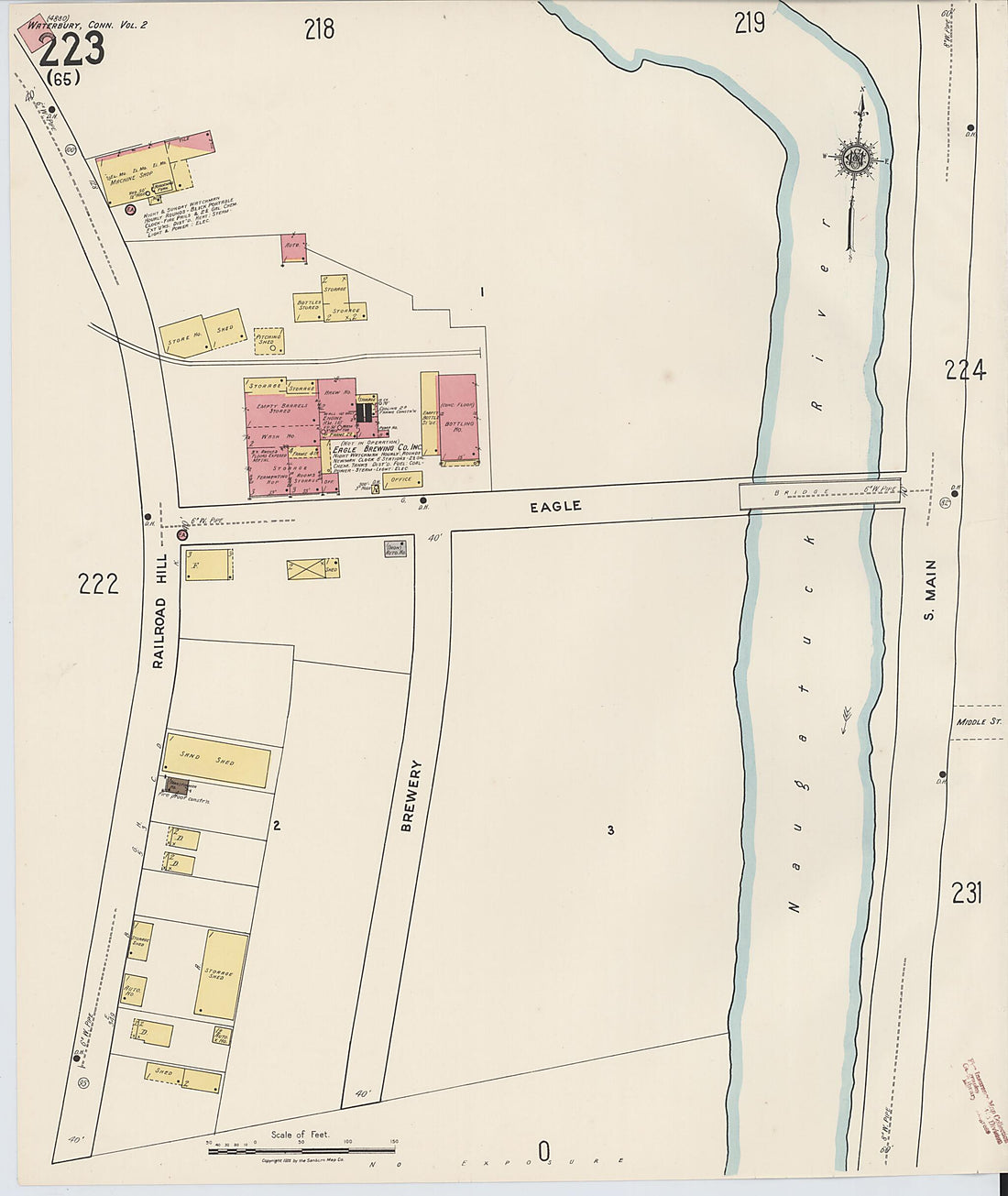This old map of Waterbury, New Haven County, Connecticut was created by Sanborn Map Company in 1922