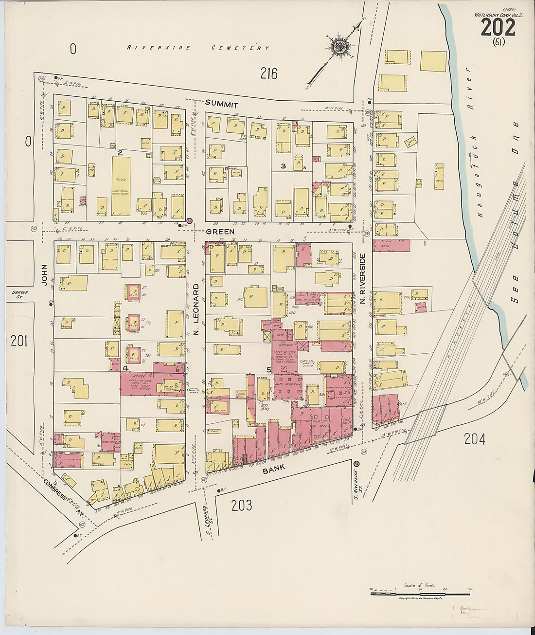 This old map of Waterbury, New Haven County, Connecticut was created by Sanborn Map Company in 1922