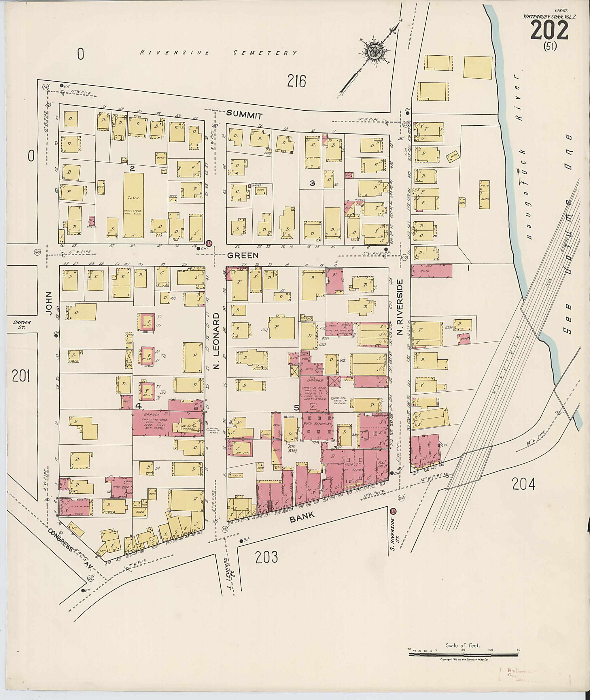 This old map of Waterbury, New Haven County, Connecticut was created by Sanborn Map Company in 1922