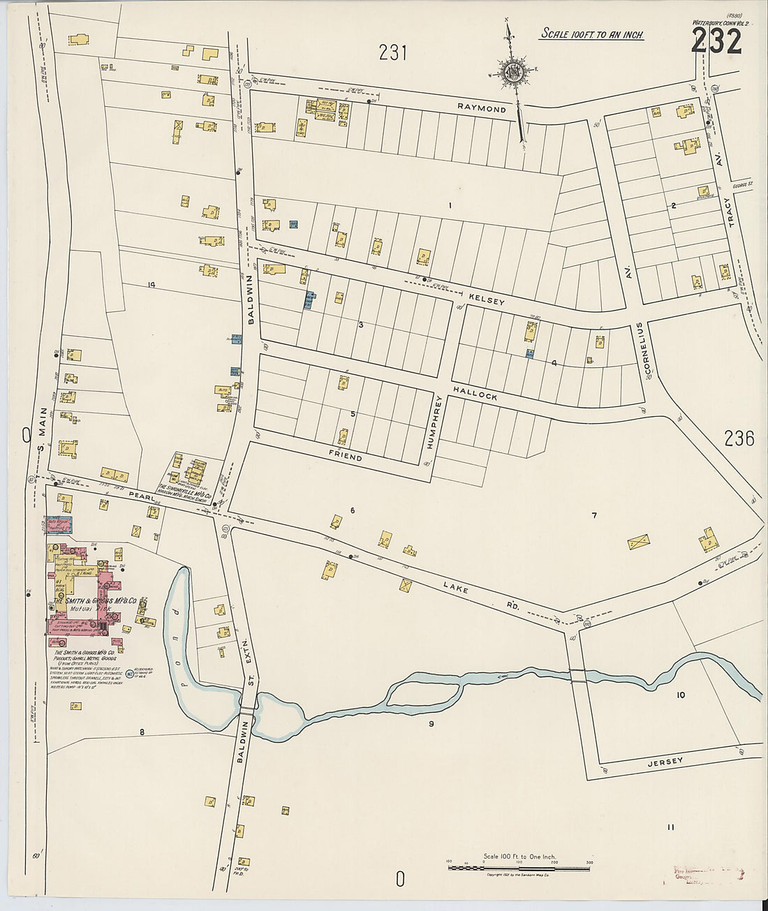 This old map of Waterbury, New Haven County, Connecticut was created by Sanborn Map Company in 1922