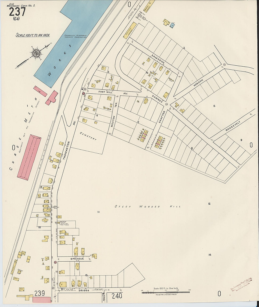 This old map of Waterbury, New Haven County, Connecticut was created by Sanborn Map Company in 1922