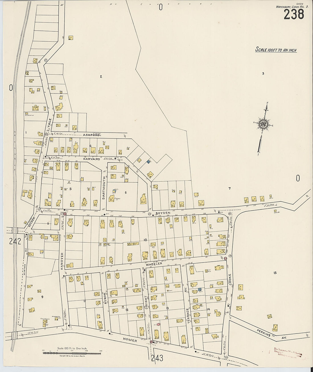 This old map of Waterbury, New Haven County, Connecticut was created by Sanborn Map Company in 1922