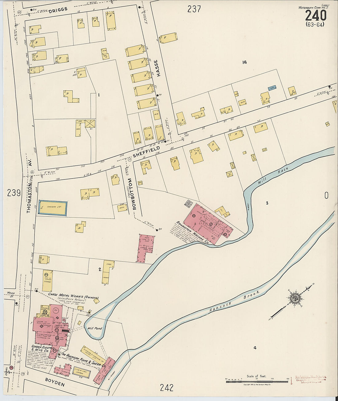 This old map of Waterbury, New Haven County, Connecticut was created by Sanborn Map Company in 1922