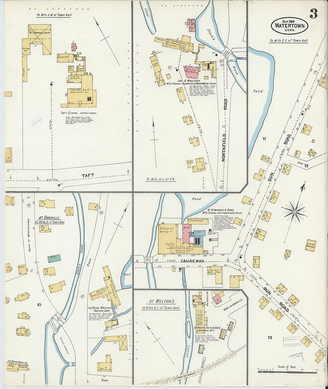 This old map of Watertown, Litchfield County, Connecticut was created by Sanborn Map Company in 1906