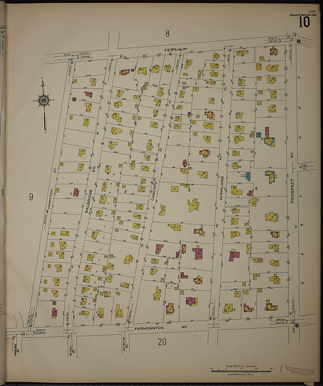 This old map of West Hartford, Hartford County, Connecticut was created by Sanborn Map Company in 1923
