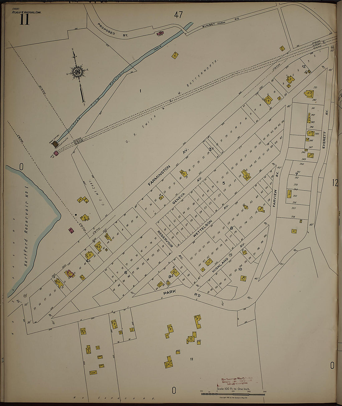 This old map of West Hartford, Hartford County, Connecticut was created by Sanborn Map Company in 1923