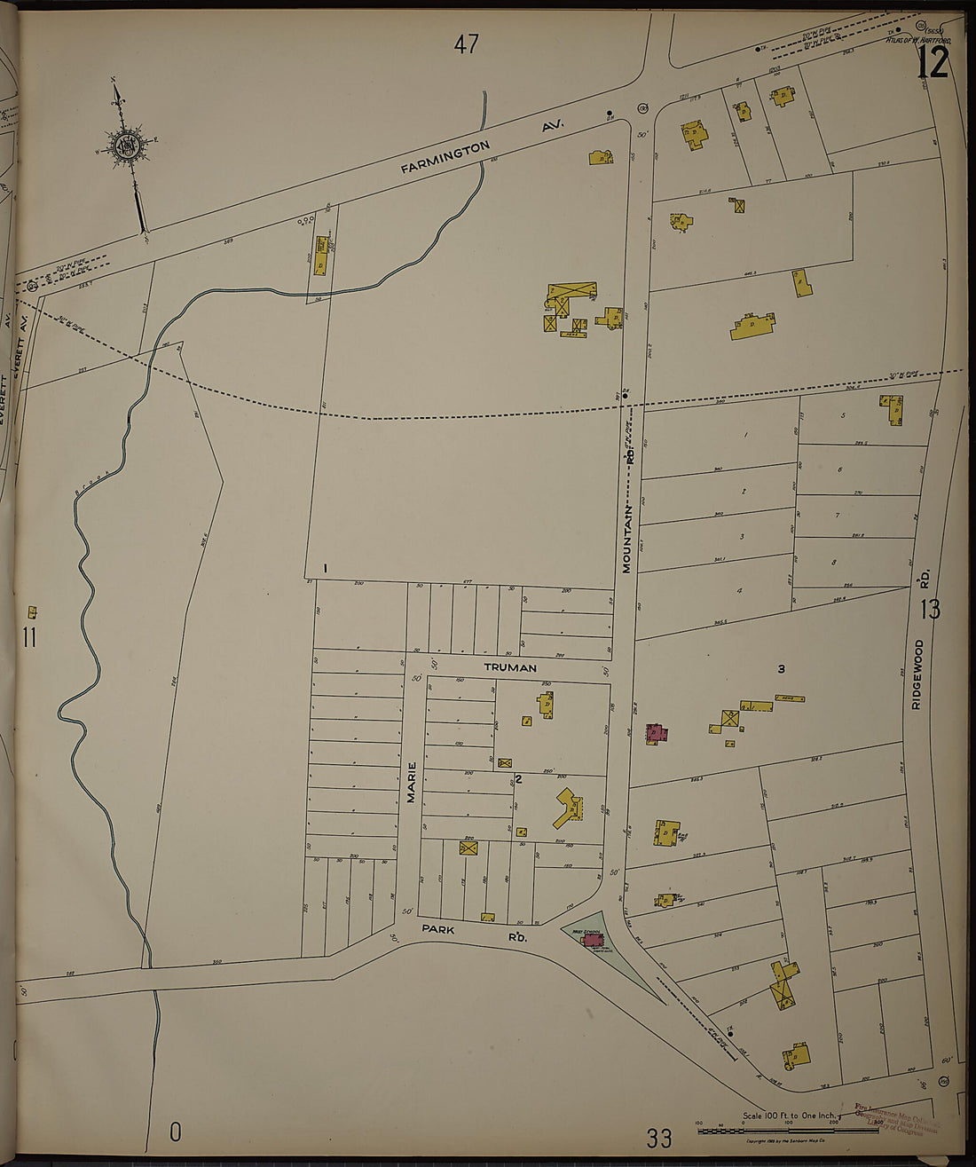 This old map of West Hartford, Hartford County, Connecticut was created by Sanborn Map Company in 1923