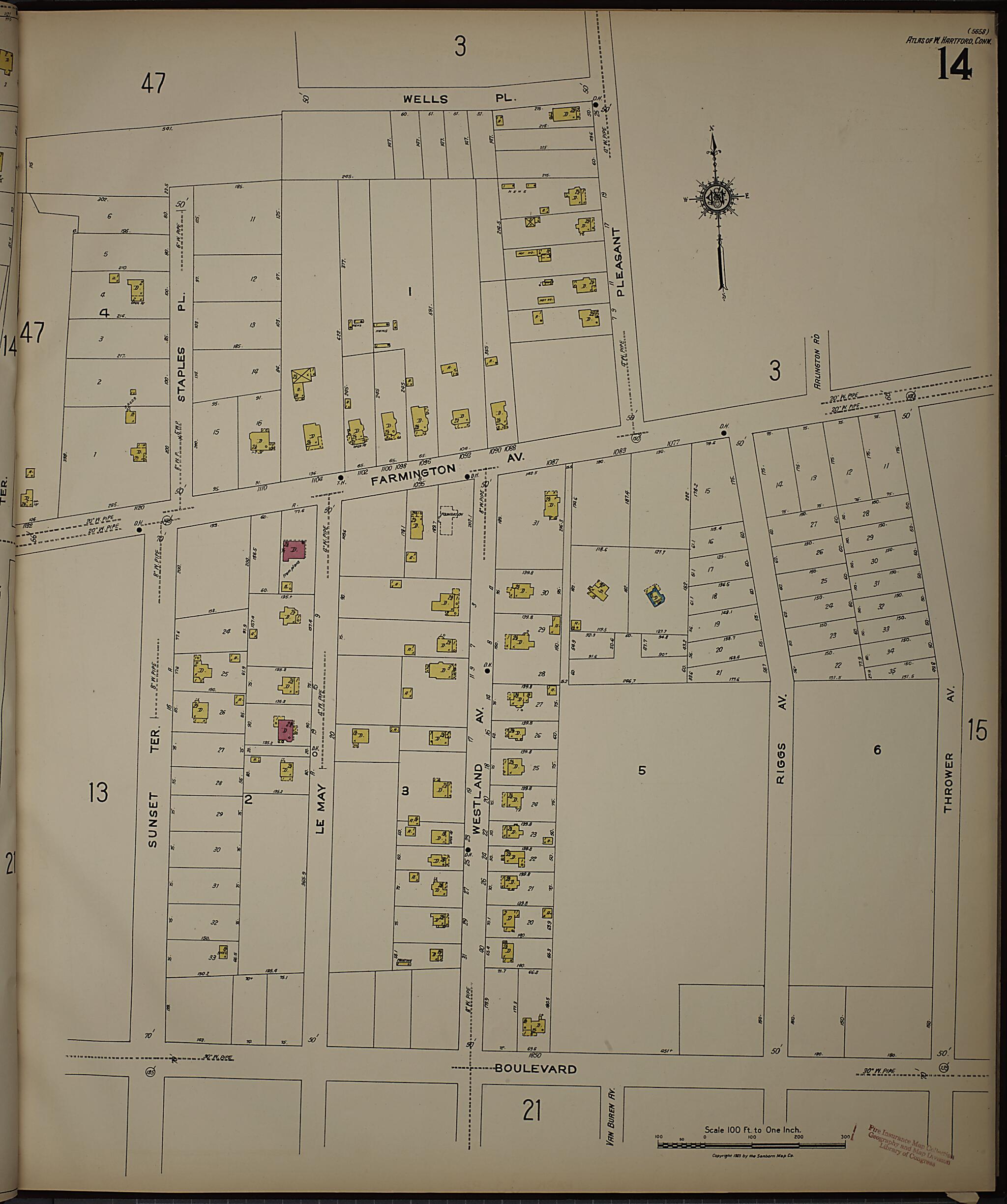 This old map of West Hartford, Hartford County, Connecticut was created by Sanborn Map Company in 1923