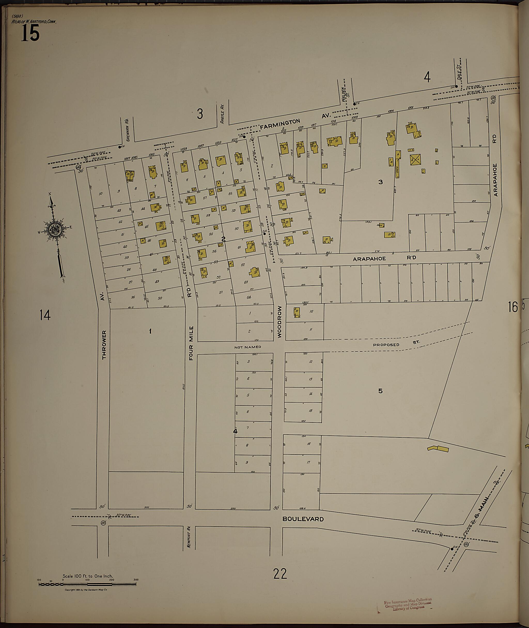 This old map of West Hartford, Hartford County, Connecticut was created by Sanborn Map Company in 1923