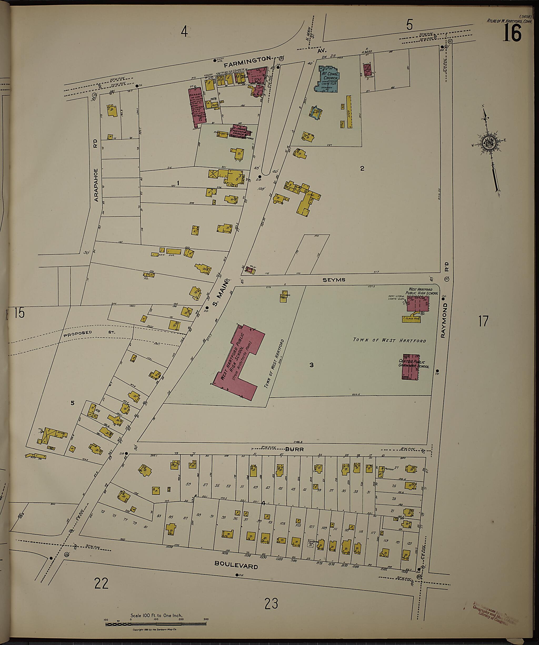 This old map of West Hartford, Hartford County, Connecticut was created by Sanborn Map Company in 1923