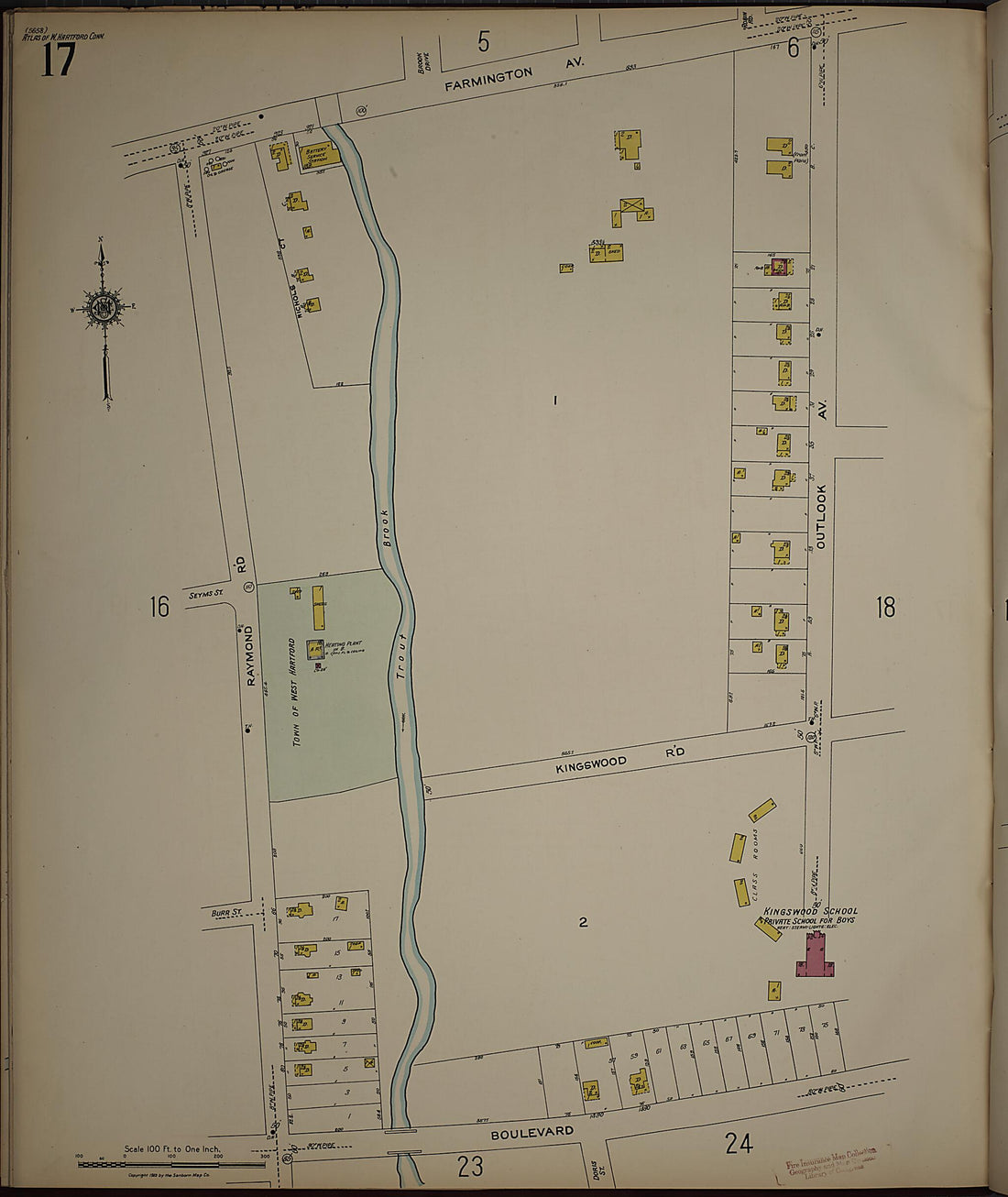 This old map of West Hartford, Hartford County, Connecticut was created by Sanborn Map Company in 1923