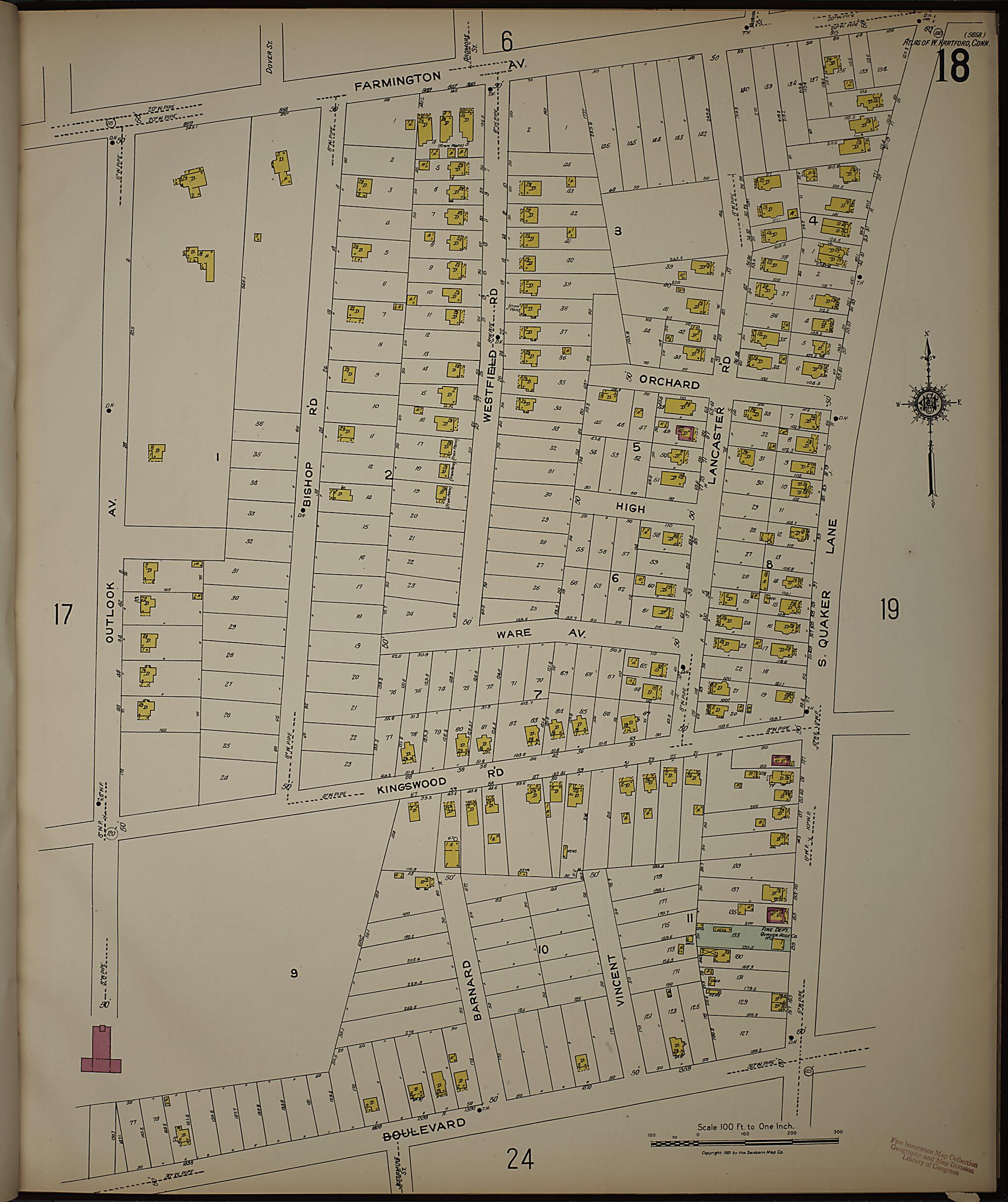 This old map of West Hartford, Hartford County, Connecticut was created by Sanborn Map Company in 1923