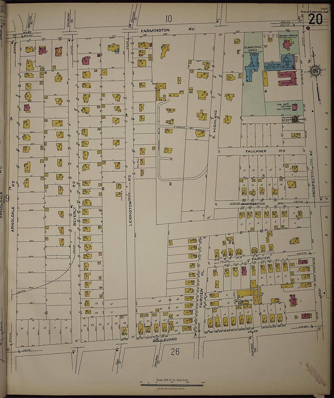 This old map of West Hartford, Hartford County, Connecticut was created by Sanborn Map Company in 1923
