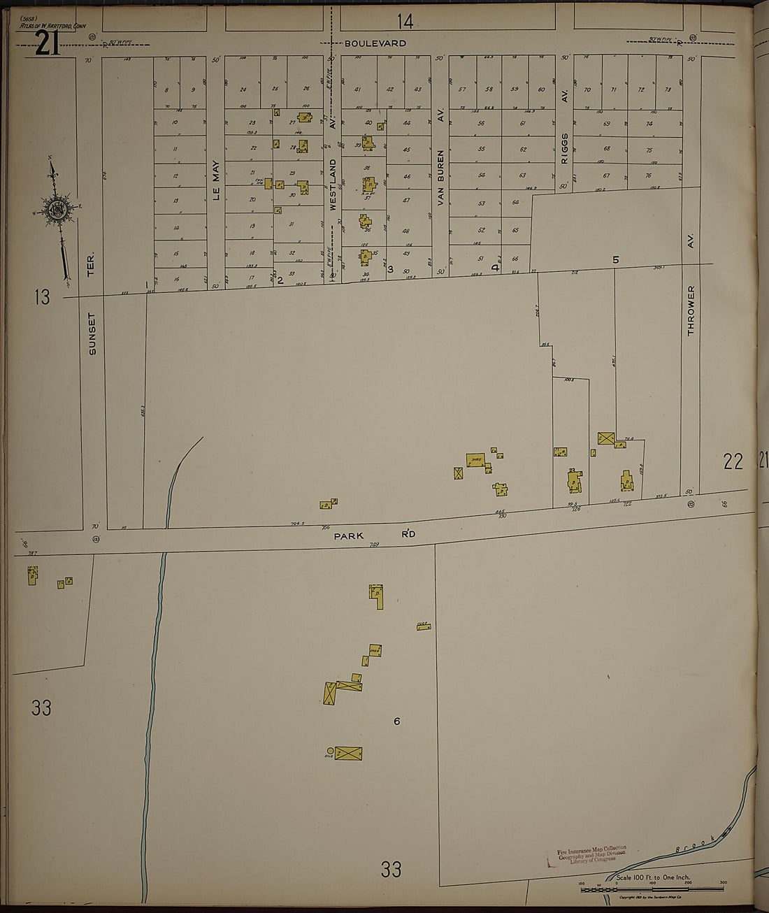 This old map of West Hartford, Hartford County, Connecticut was created by Sanborn Map Company in 1923