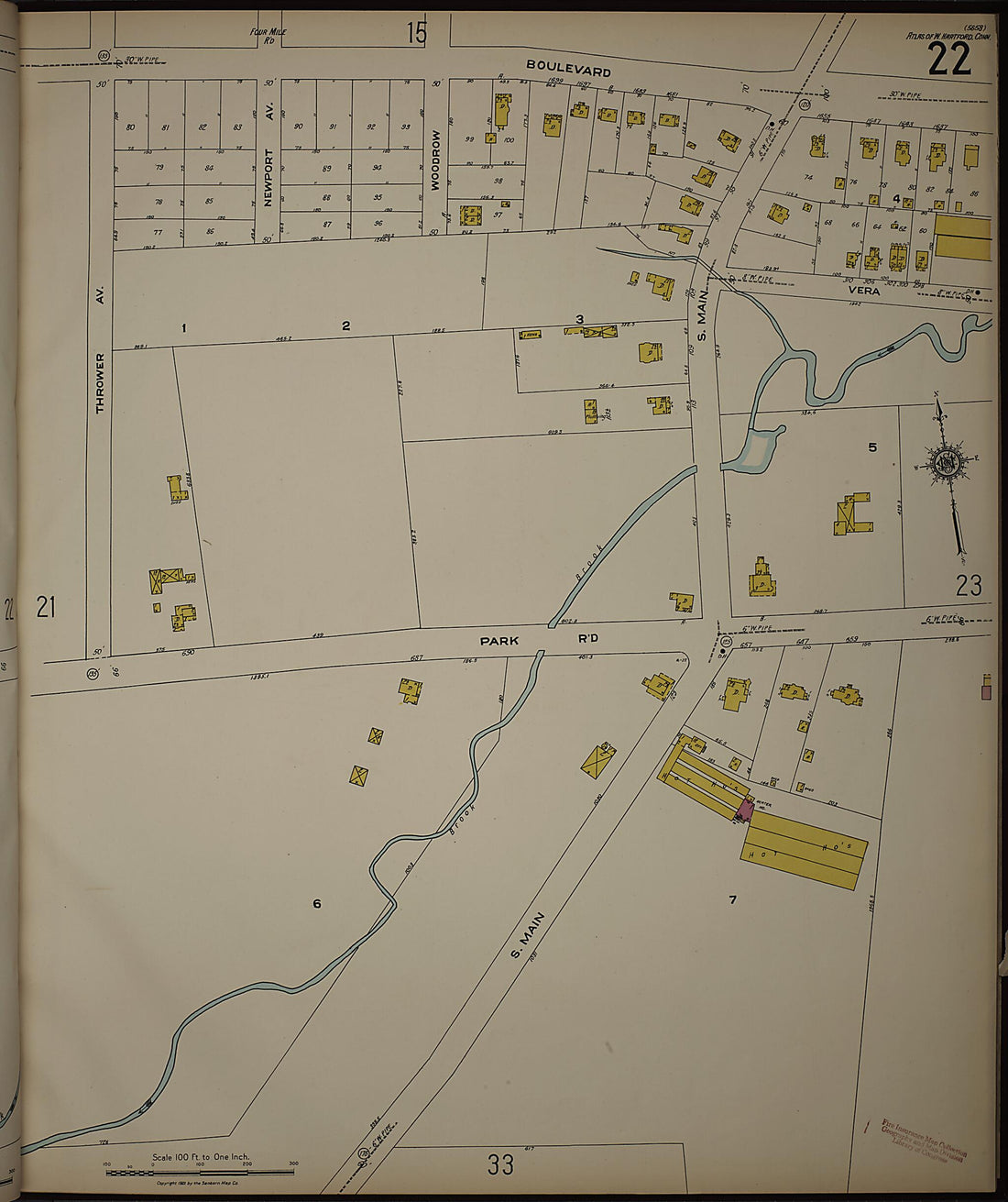 This old map of West Hartford, Hartford County, Connecticut was created by Sanborn Map Company in 1923