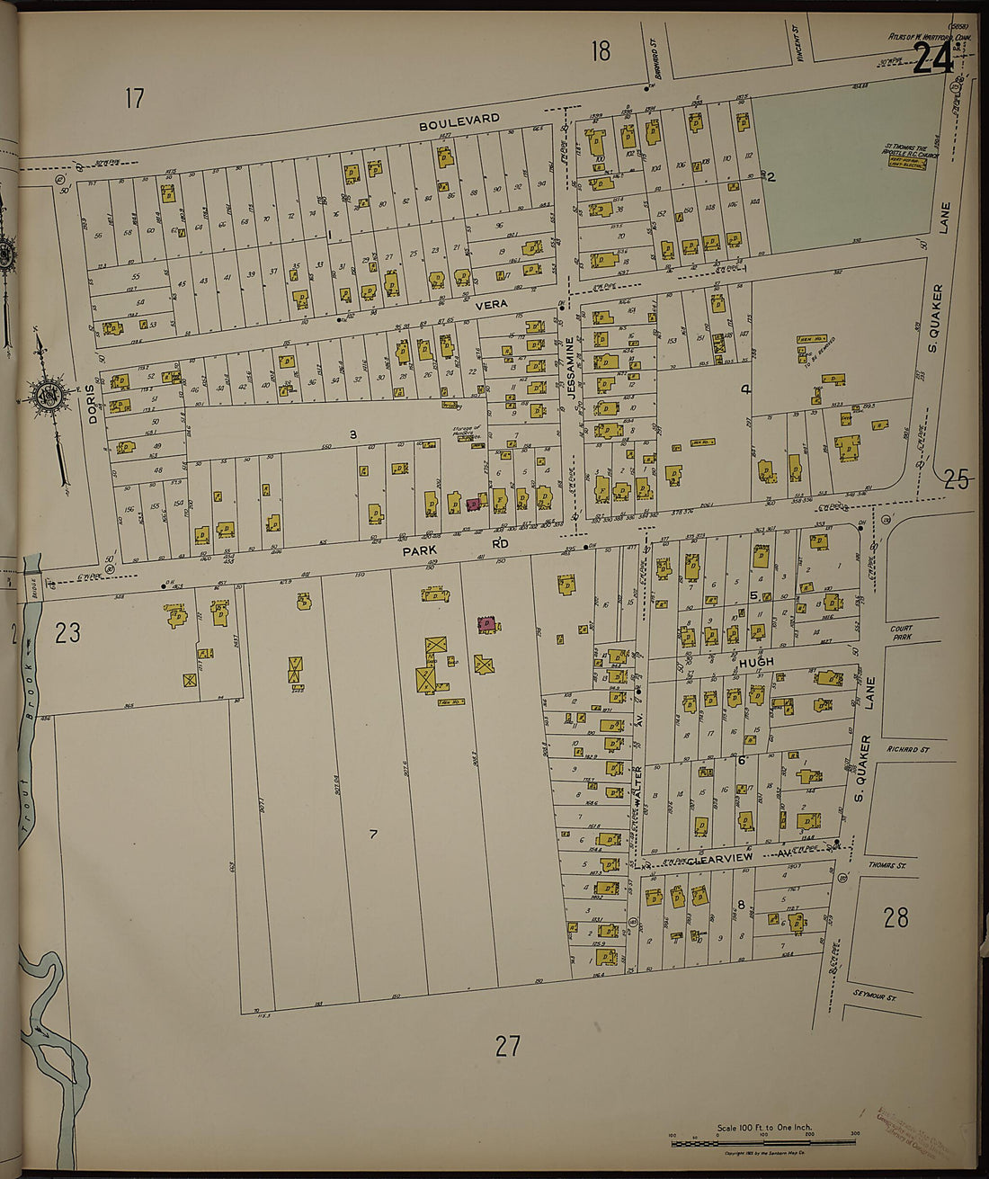 This old map of West Hartford, Hartford County, Connecticut was created by Sanborn Map Company in 1923