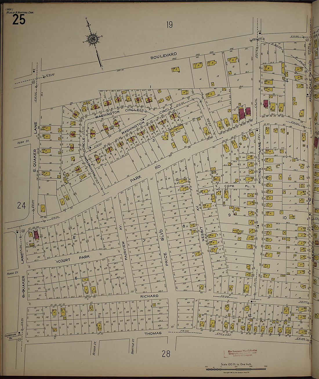 This old map of West Hartford, Hartford County, Connecticut was created by Sanborn Map Company in 1923