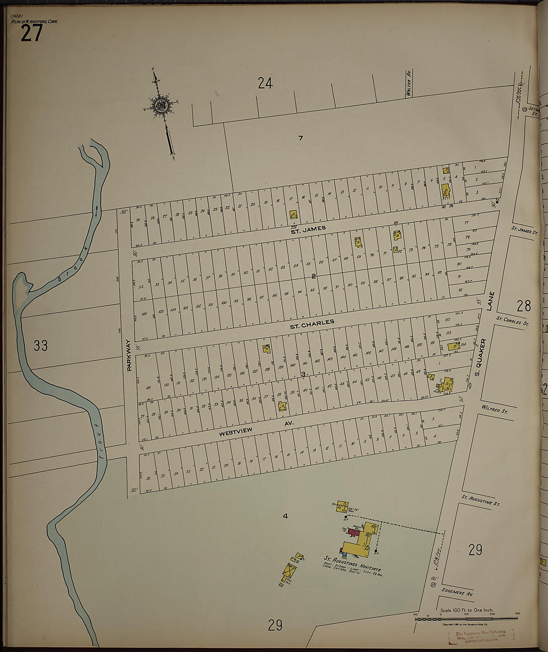 This old map of West Hartford, Hartford County, Connecticut was created by Sanborn Map Company in 1923