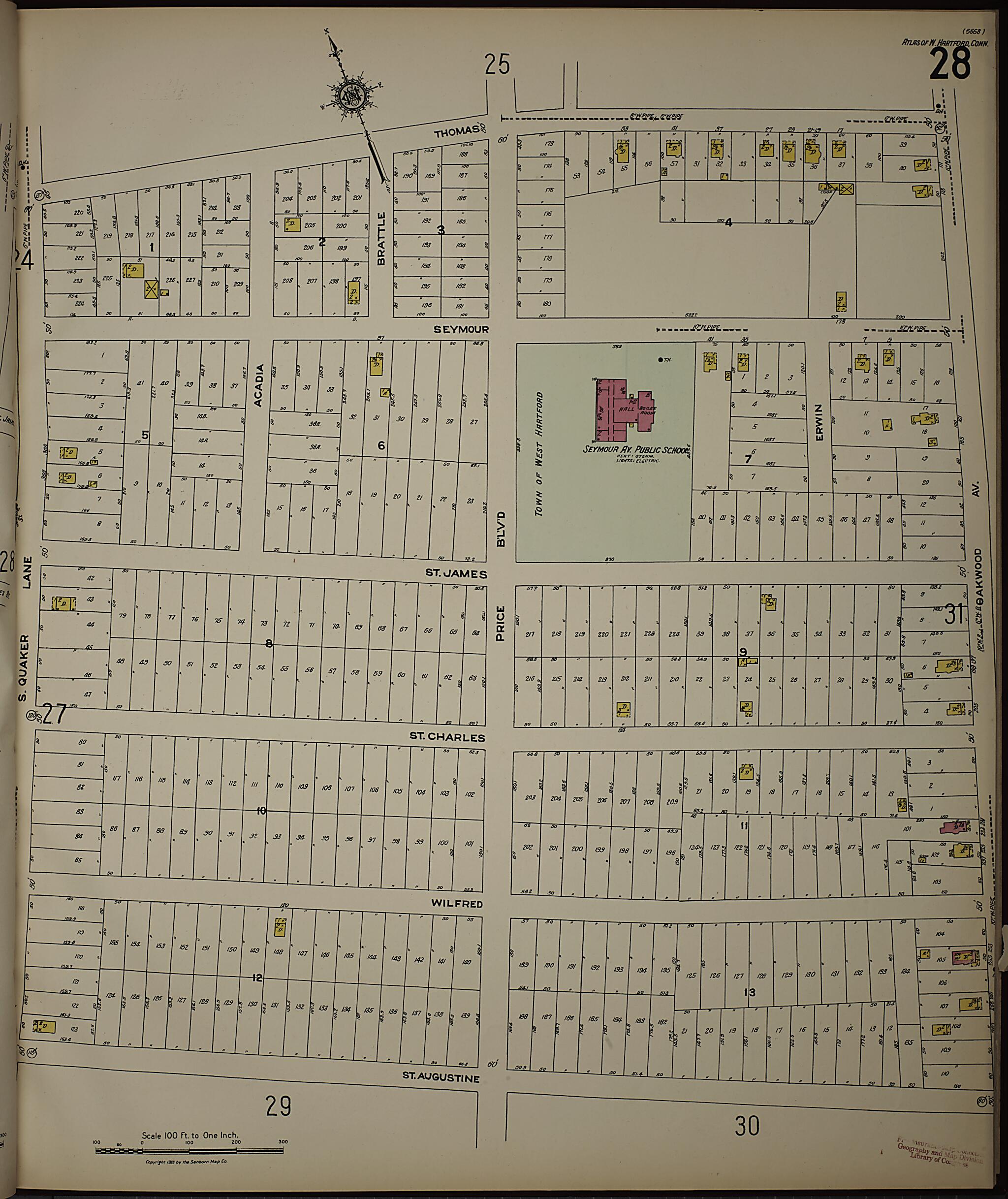 This old map of West Hartford, Hartford County, Connecticut was created by Sanborn Map Company in 1923