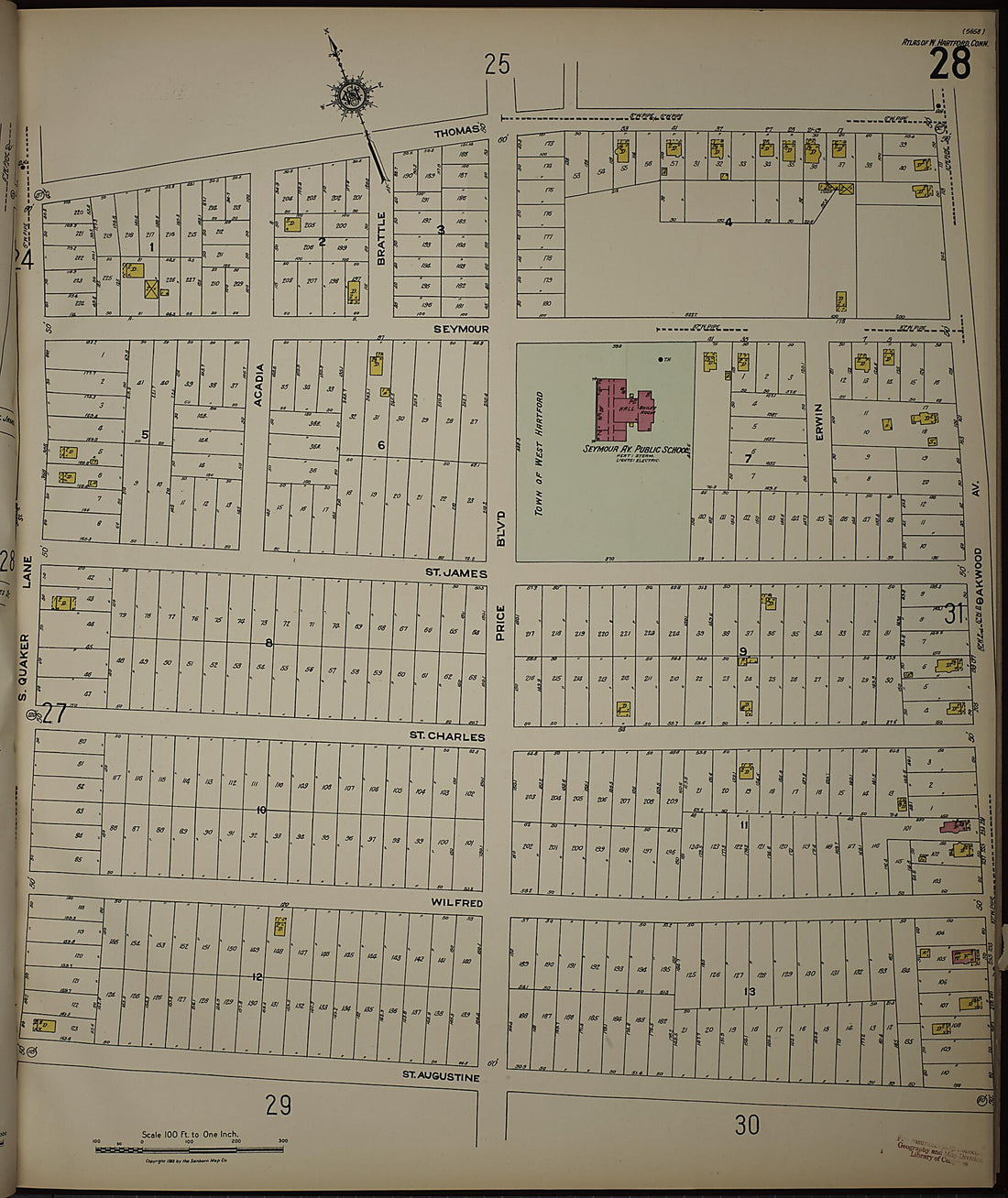 This old map of West Hartford, Hartford County, Connecticut was created by Sanborn Map Company in 1923