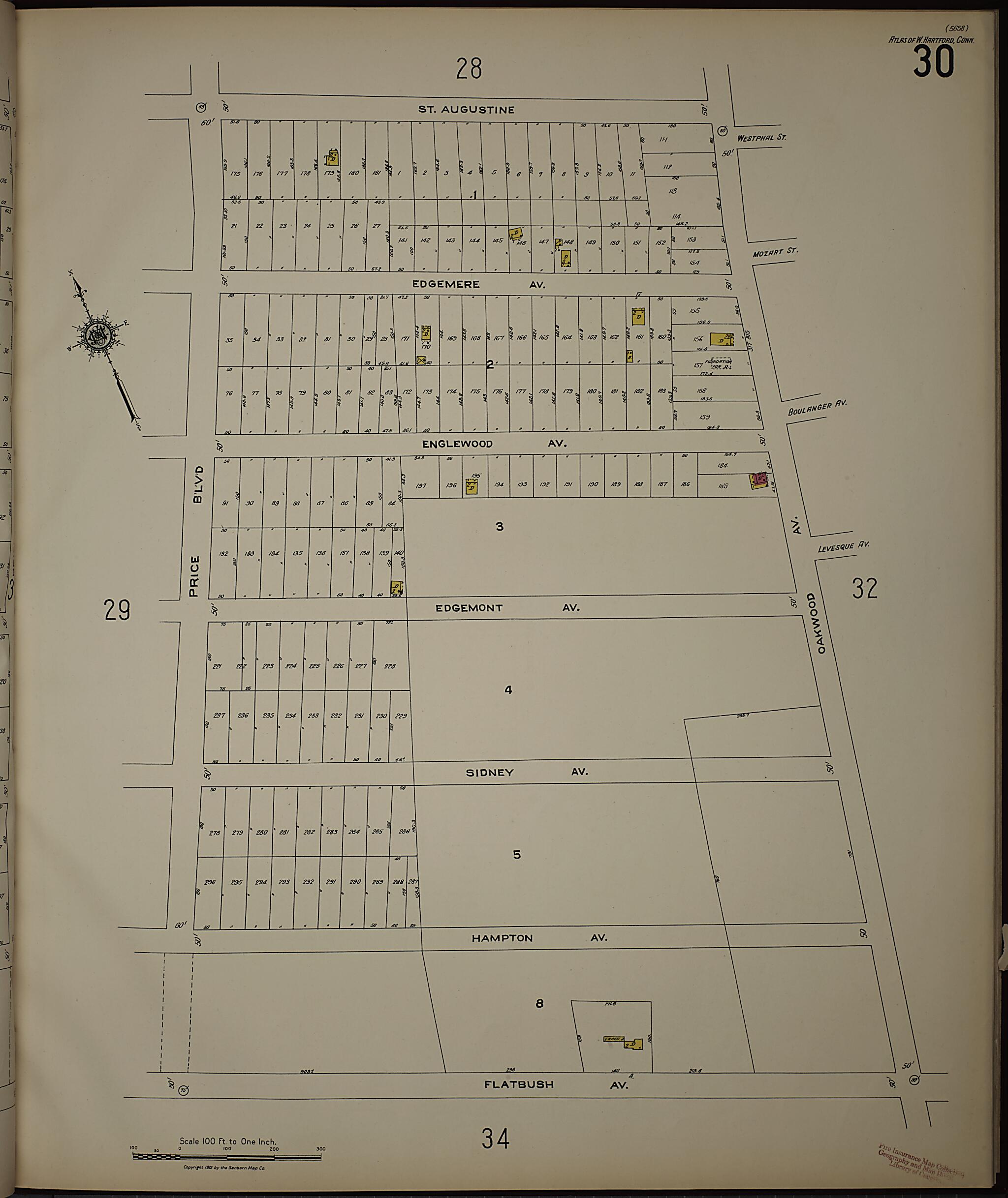 This old map of West Hartford, Hartford County, Connecticut was created by Sanborn Map Company in 1923
