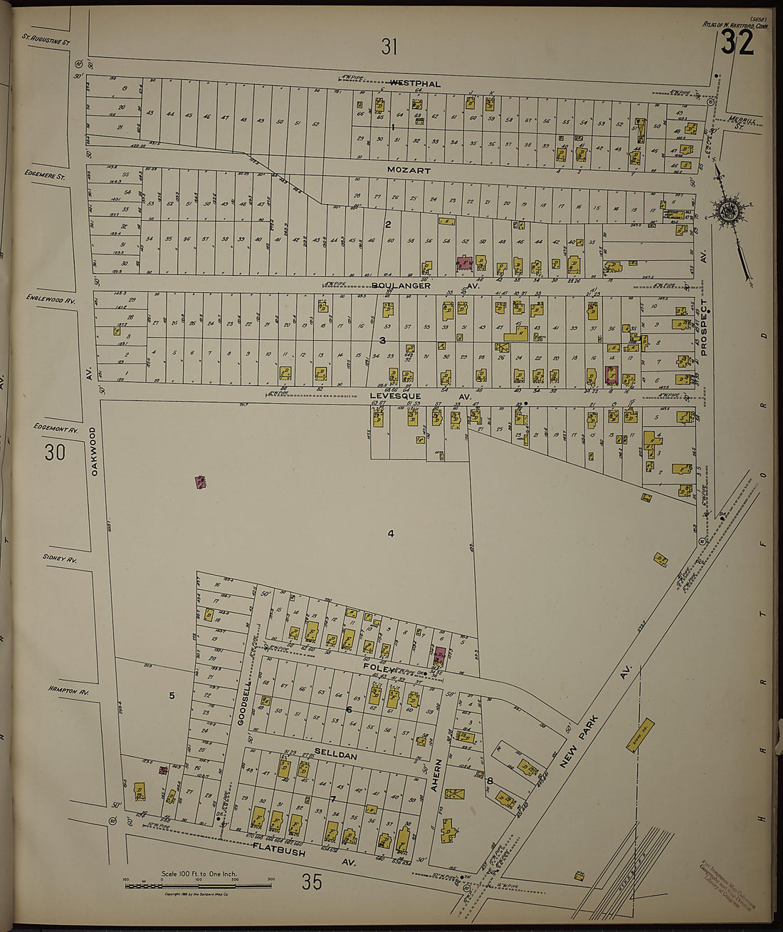 This old map of West Hartford, Hartford County, Connecticut was created by Sanborn Map Company in 1923