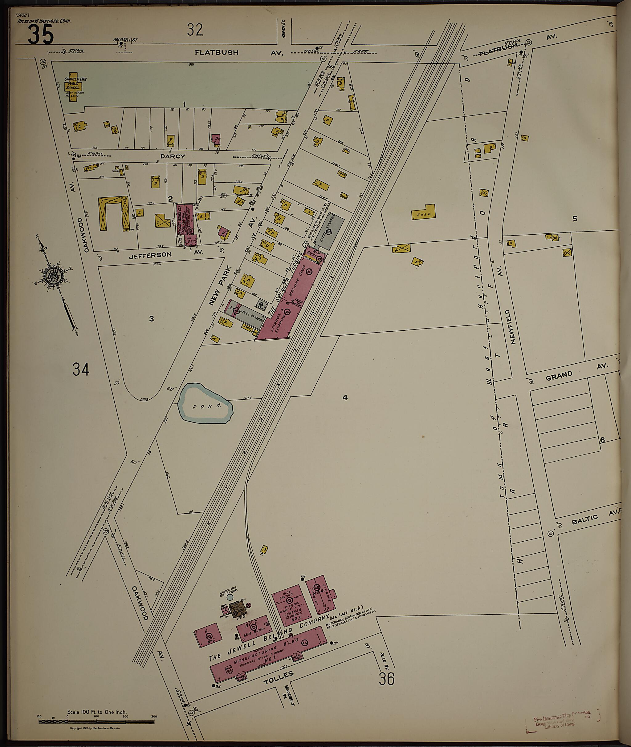 This old map of West Hartford, Hartford County, Connecticut was created by Sanborn Map Company in 1923