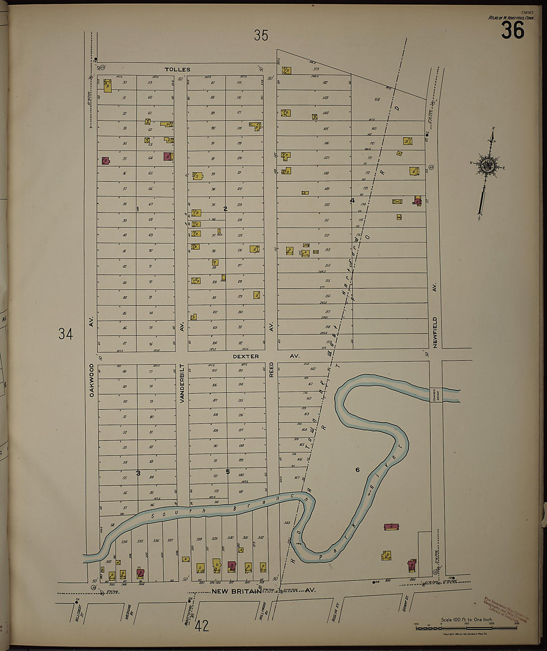 This old map of West Hartford, Hartford County, Connecticut was created by Sanborn Map Company in 1923