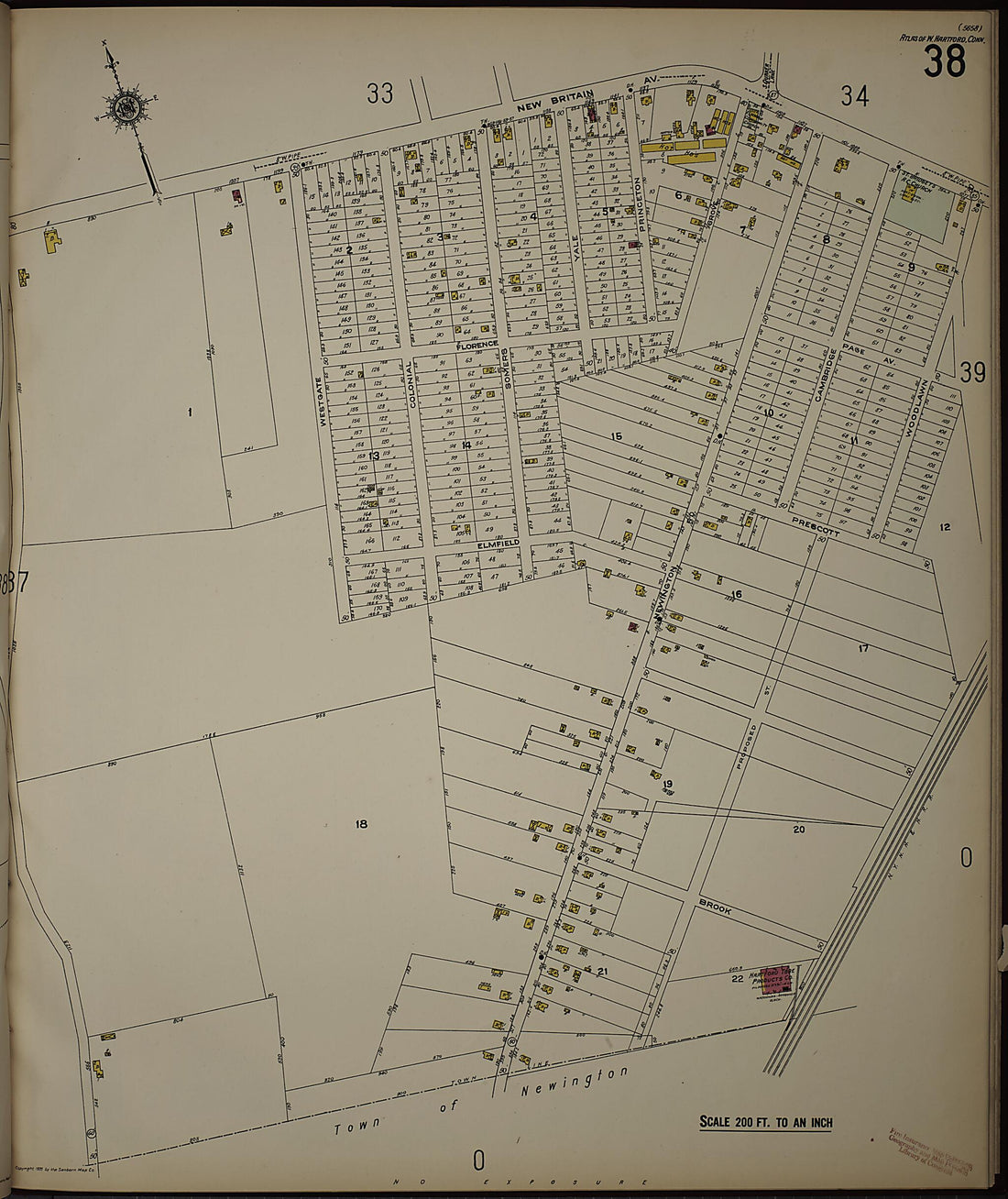 This old map of West Hartford, Hartford County, Connecticut was created by Sanborn Map Company in 1923